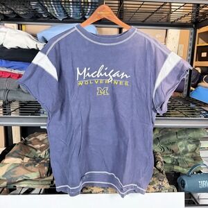 Michigan Wolverines Collegiate Athletic T Shirt Men's Size L Navy Blue Pro Edge